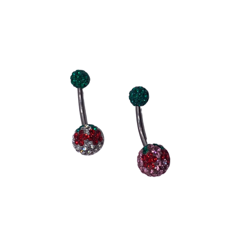 Belly Ring - Tiffany Balls With Cherries