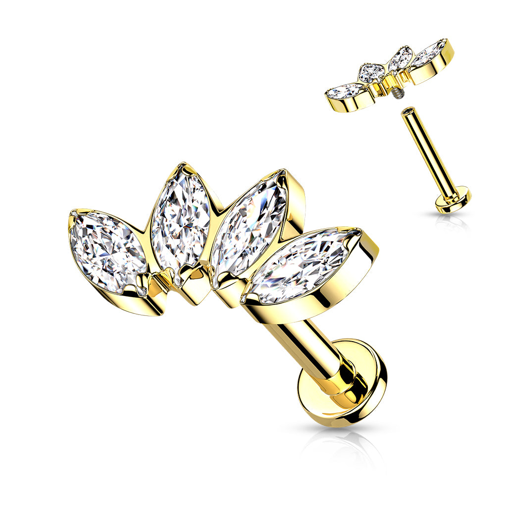 Labrets - TITANIUM IT 4 Marquise Gems