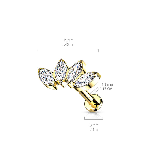 Labrets - TITANIUM IT 4 Marquise Gems