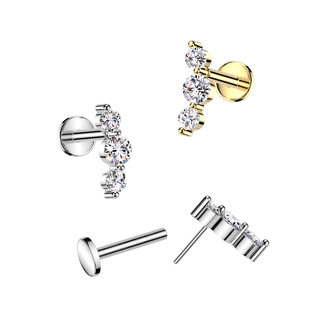 Labrets - Threadless Triple CZ – Piercing King