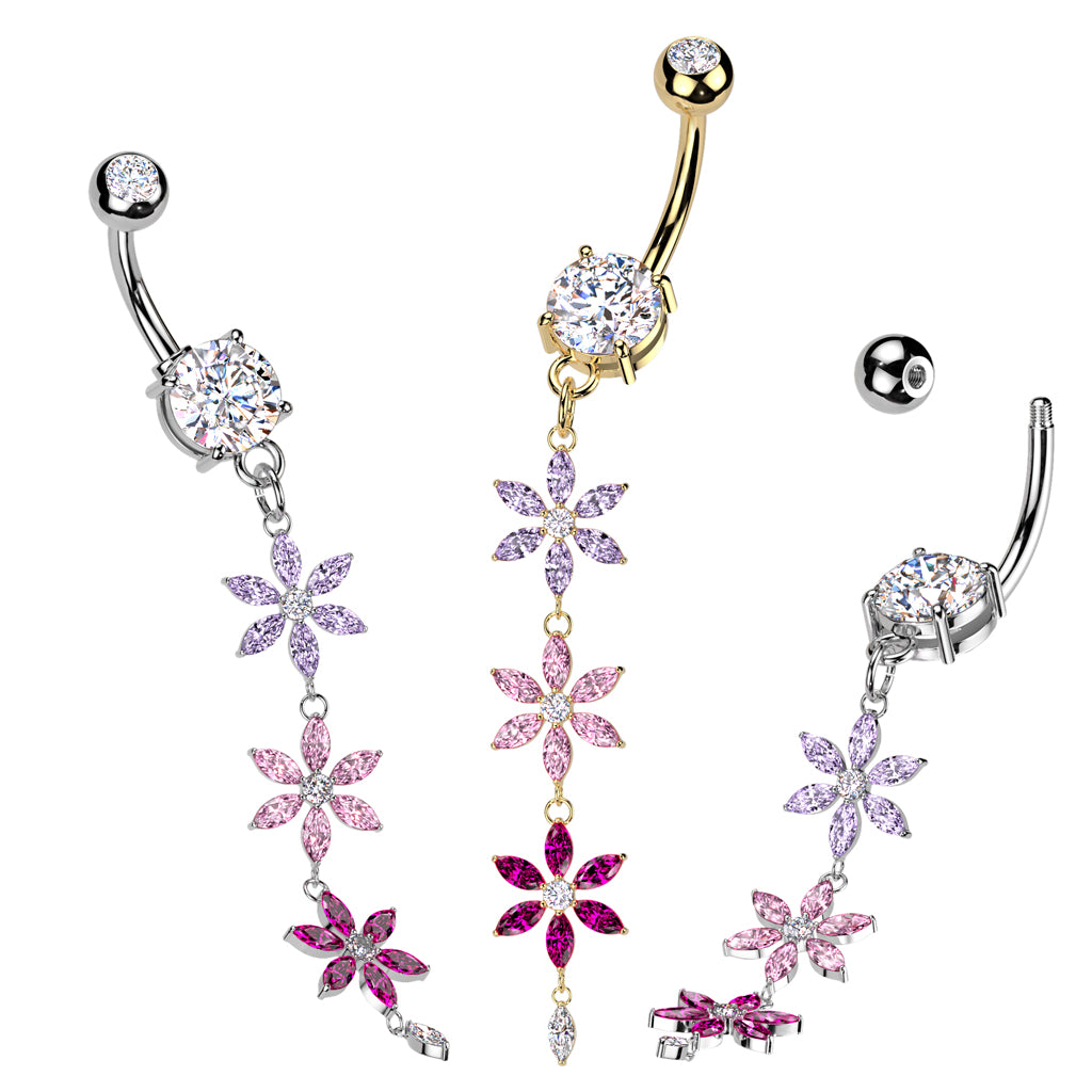 Belly Ring - Triple Flower