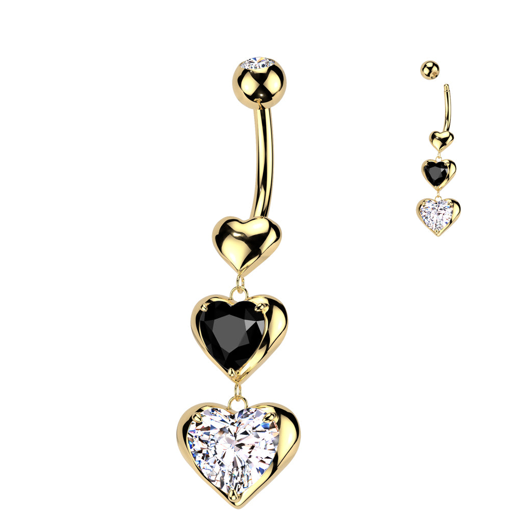 Belly Ring - Triple Heart