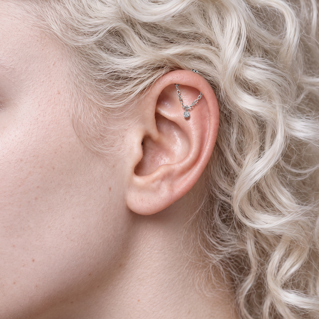 PARTS - TITANIUM - Threadless Hidden Helix Chain With Gem VERTICAL