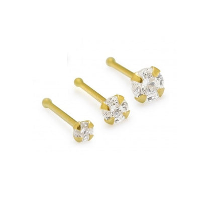 Nose Studs - 14 Karat Gold With Diamond Nose Bone