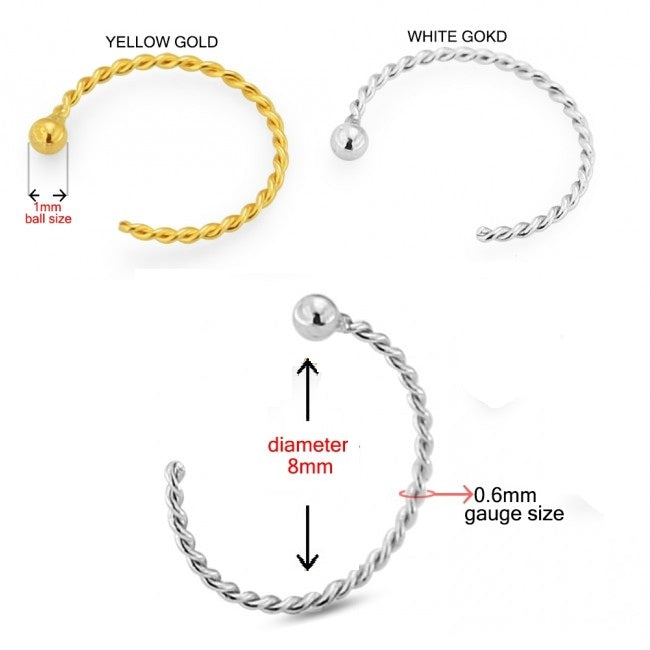 Nose Hooks - 14 Karat Gold Twisted