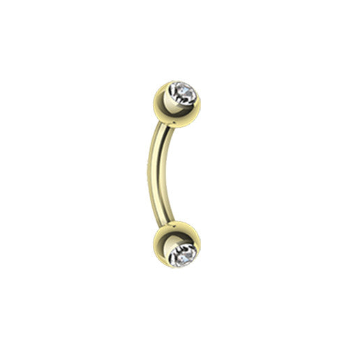 Curved Barbell - Gold Plated or Rose Gold Plated With Jewelled Ball