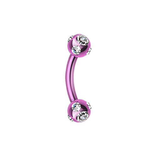 Curved Barbell - Colourline With 5 Gem Ball