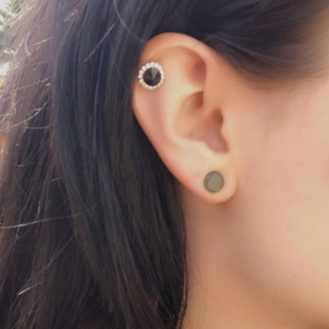 Jade round ear plugs for stretched ears