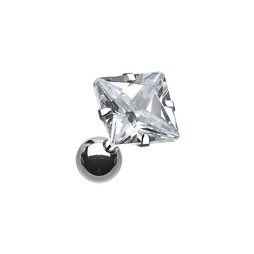 Cartilage - Square Prong-Set Gem-16g