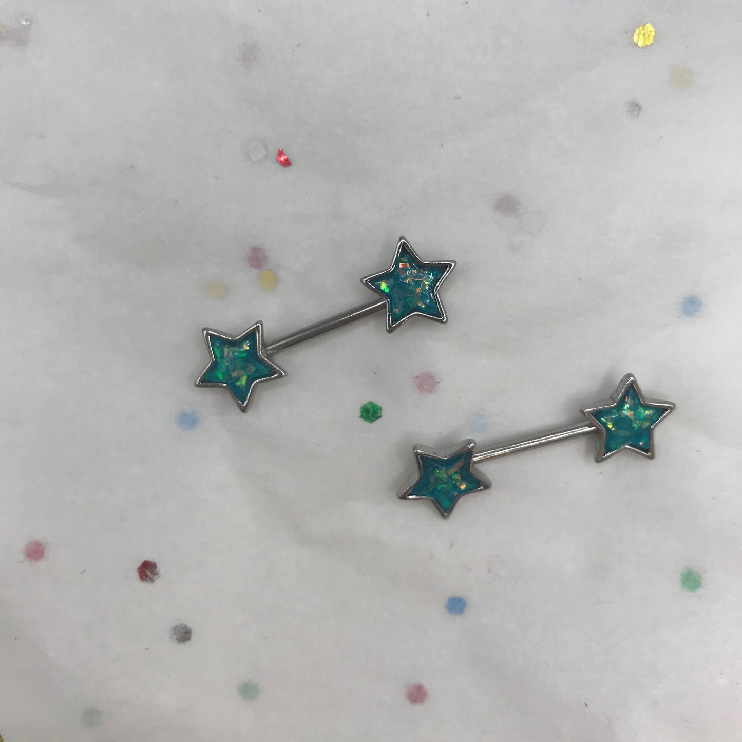 Nipple - Glitter Opal Star Barbell