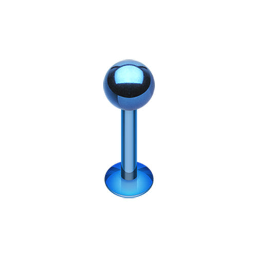 Blue anodized surgical steel labret studs for piercings