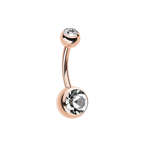 Belly Ring - Rose Gold Plated Double Jewel