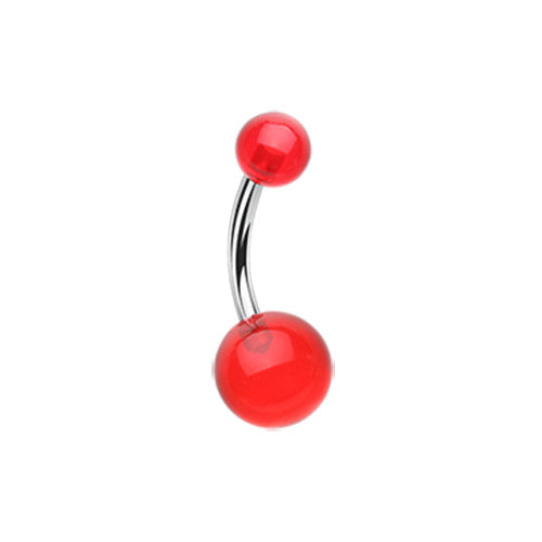 Belly Ring - SS With Acrylic Balls