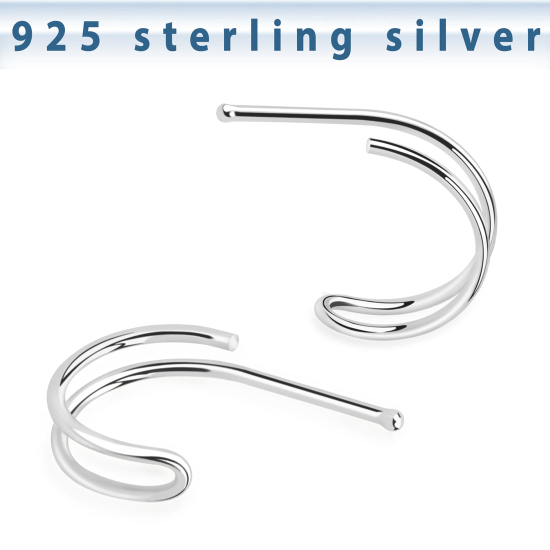 The look of two hoops with one nose piercing!  Sterling silver nose bone that looks like a double nose hoop. The gold ones are 18 karat gold plating over sterling silver.  20g nose bone with choice of 8mm or 10mm hoop.