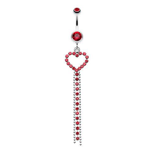 316 surgical steel  red heart-draped belly rings.