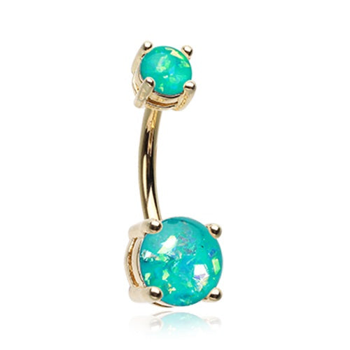 Belly Ring - Gold Plated Glitter Opal
