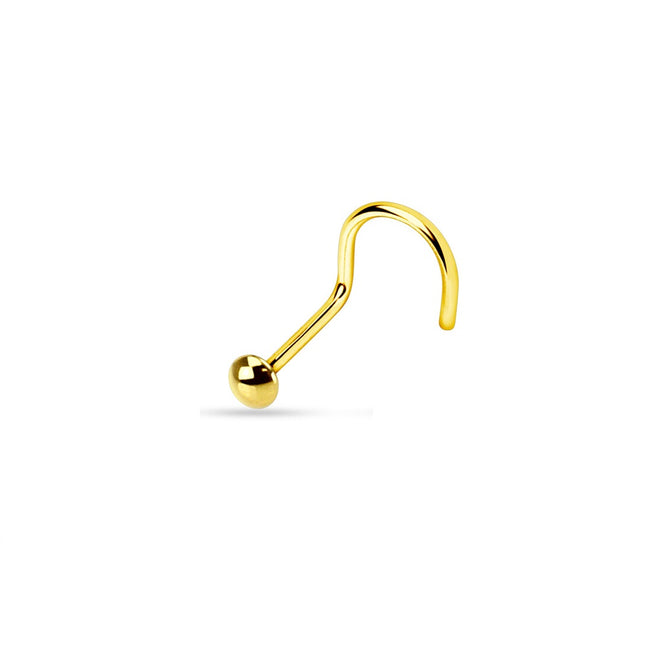 Nose Studs - Gold Plated Nose Screw With Half Ball