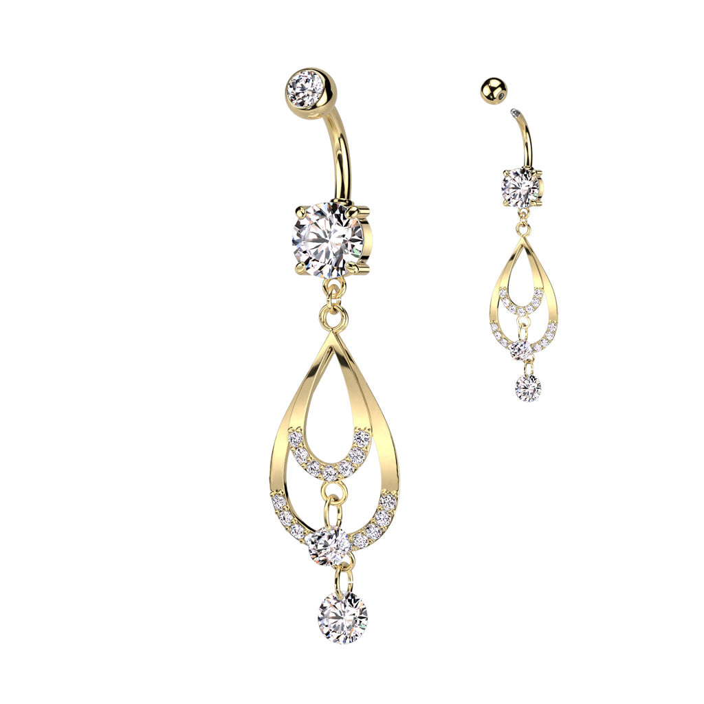 Belly Ring - Dangly Jewelled Drops