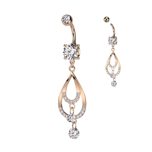 Belly Ring - Dangly Jewelled Drops