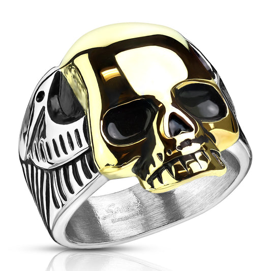 Rings - Two Tone Gold Skull