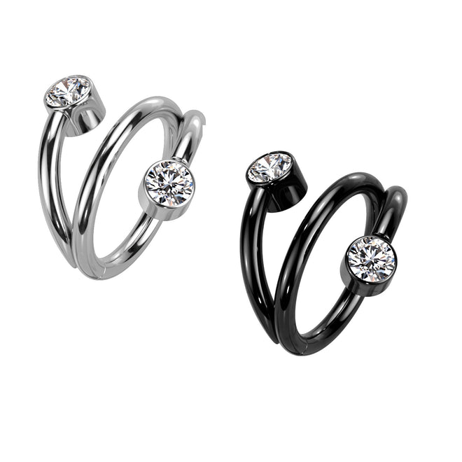 Segment Ring - TITANIUM Double CZ