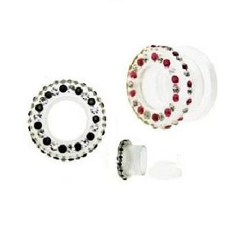 Acrylic machine head tunnels with cubic zirconia gems.  Available in pink and clear or black and clear gems.
