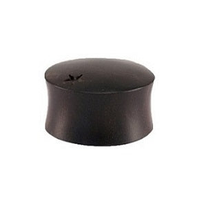 A single black arang wood double flare plug with a visible logo on the surface.