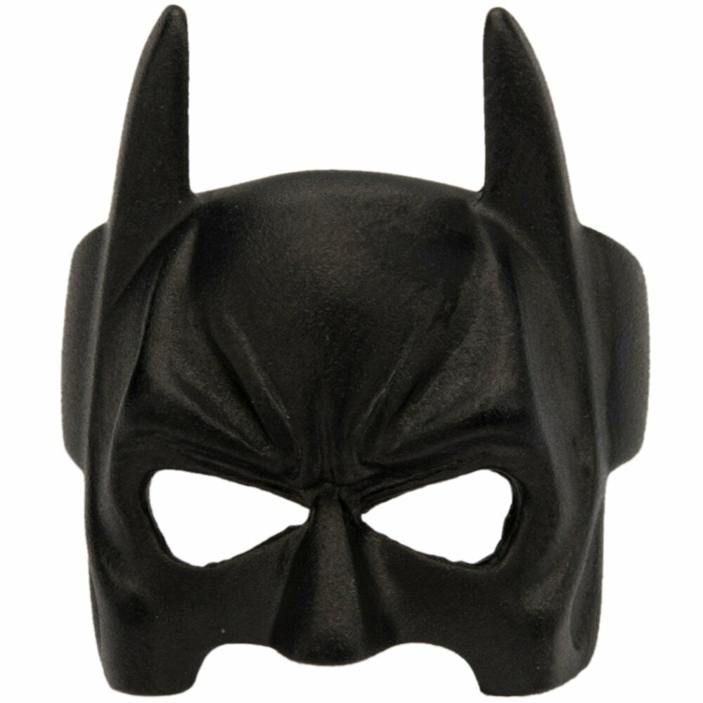 Stainless steel matte black ring with a Batman mask design. 