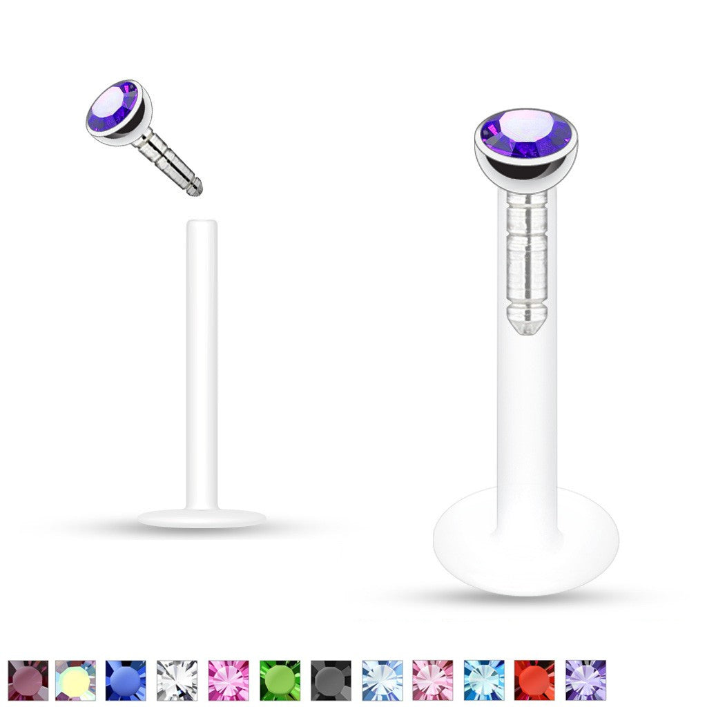 Labrets - Bio Labret With Push-In Gem
