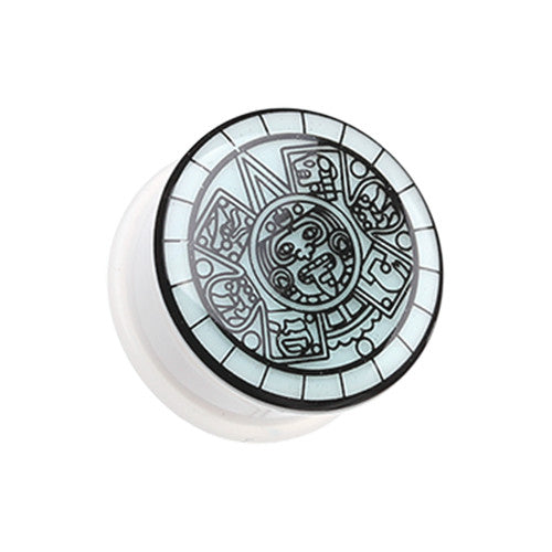 Glow-in-the-dark Mayan calendar ear gauge plug