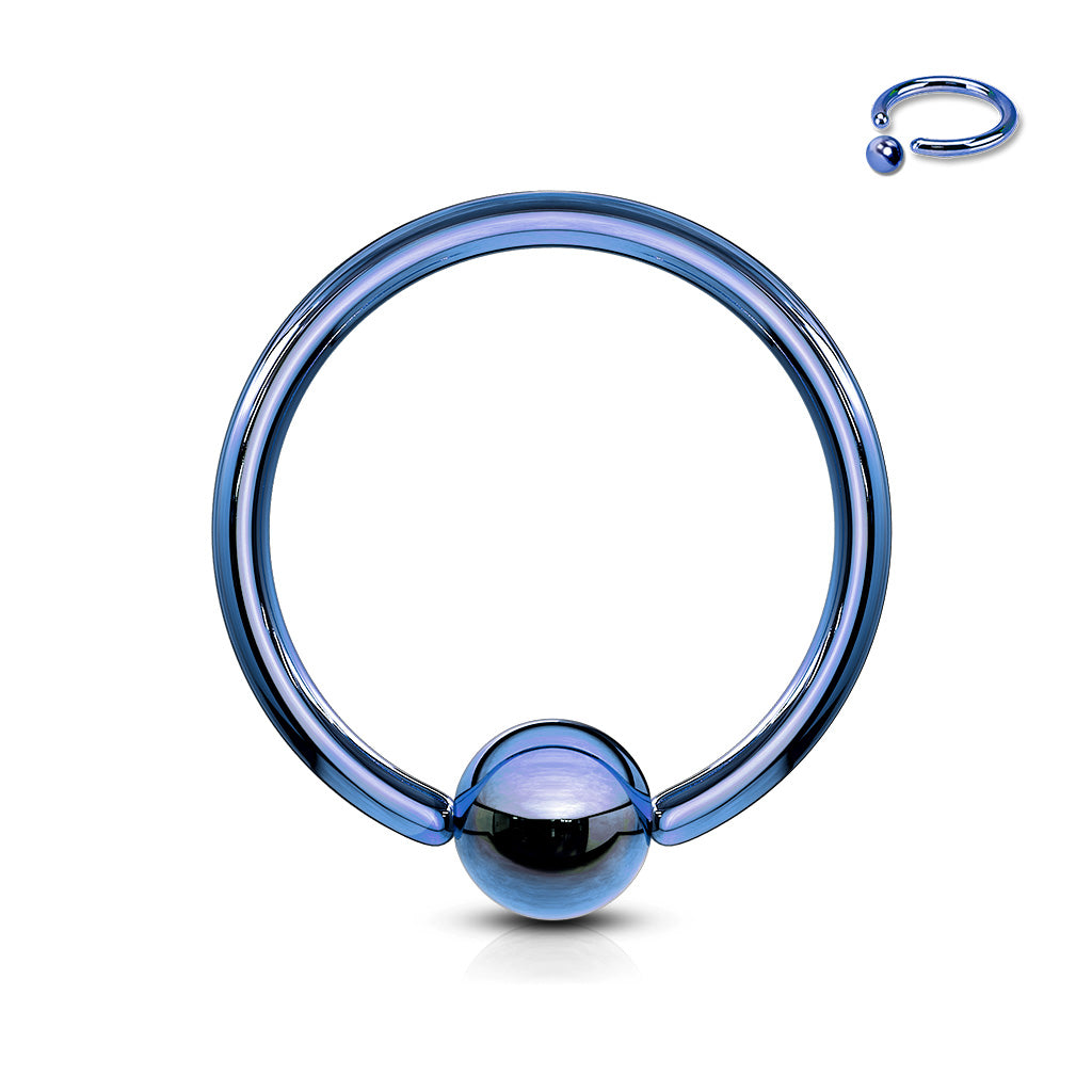 A green anodized titanium captive bead ring.