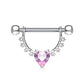 316L Surgical steel nipple barbell with prong set cz dangle gems. Externally Threaded.  14 Gauge X 12mm X 4mm