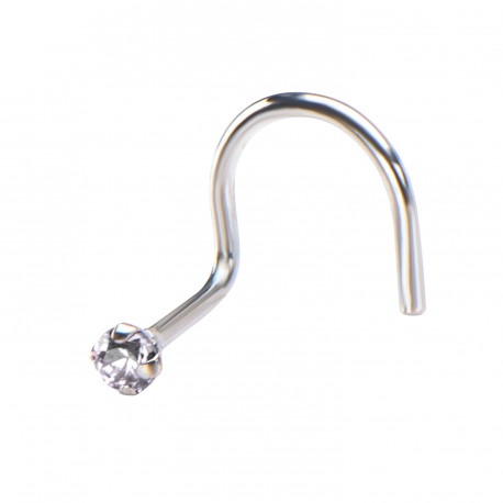 Nose Studs - White Gold With Diamond Nose Screw