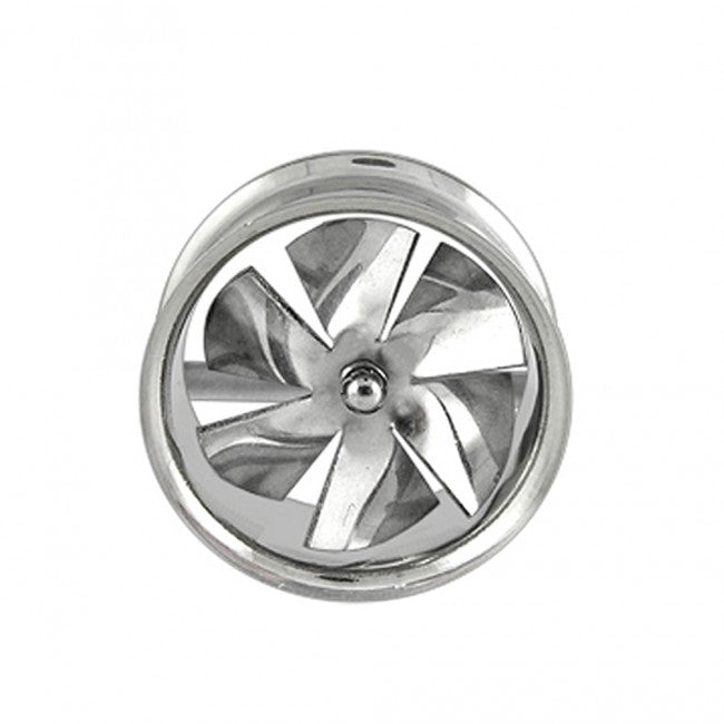 a 316L surgical steel double flared fan ear flesh tunnel.