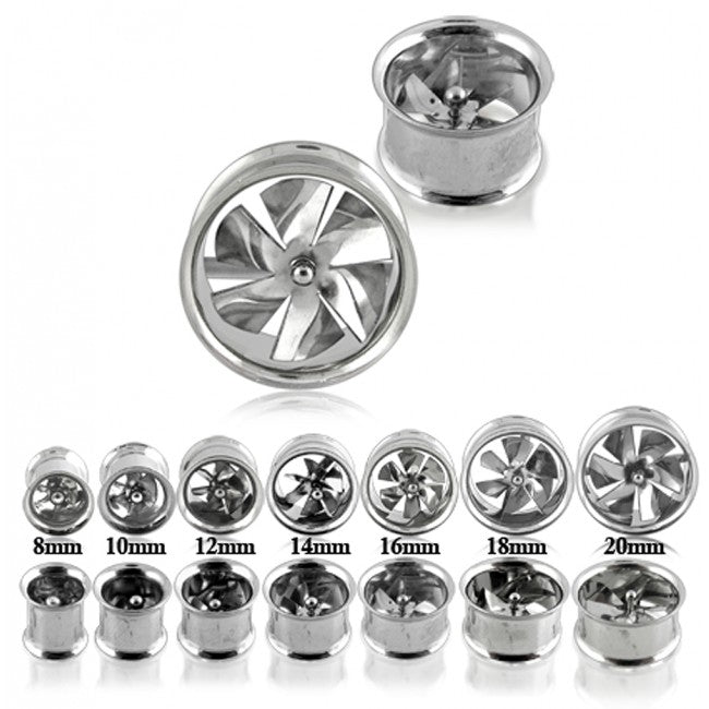 316L surgical steel double-flared fan ear flesh tunnels.