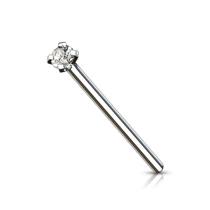 Nose Studs - TITANIUM - Fish Tail With Prong CZ