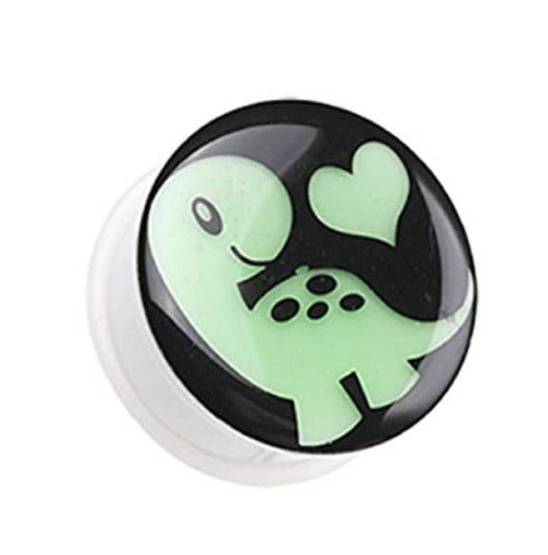 Acrylic tunnel with glow in the dark dinosaur and heart design