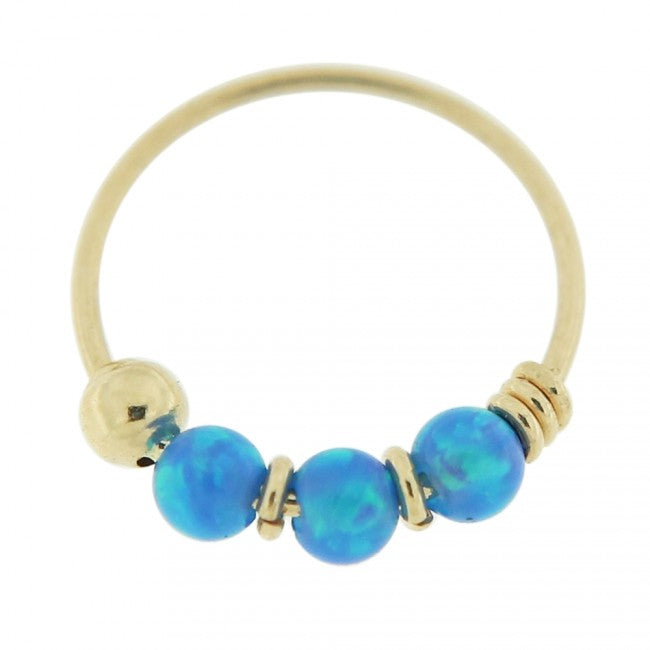 Nose Hoops - 14 Karat Gold With Opal Beads
