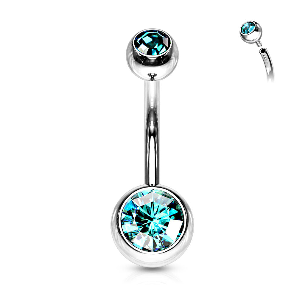 Belly Ring - Internally Threaded Double Jewel