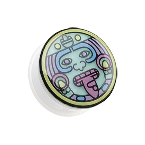 Glow-in-the-dark Mayan calendar ear gauge plug