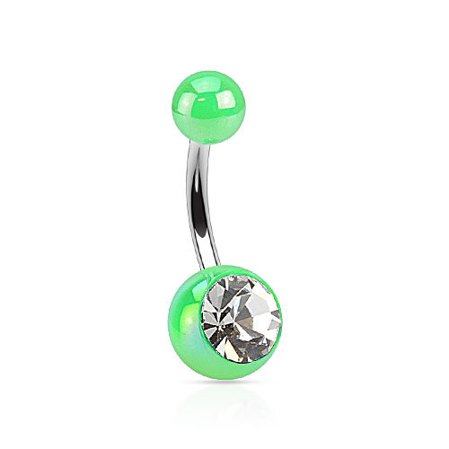 Belly Ring - Metallic Coated Gem