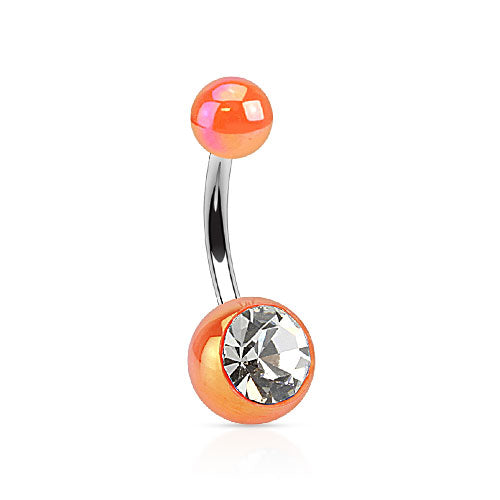 Belly Ring - Metallic Coated Gem