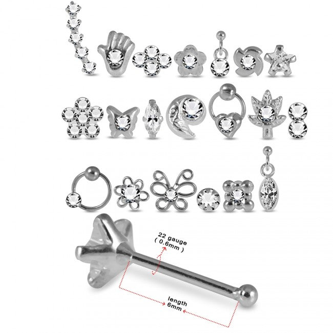 Nose Studs - 20 Assorted Designs