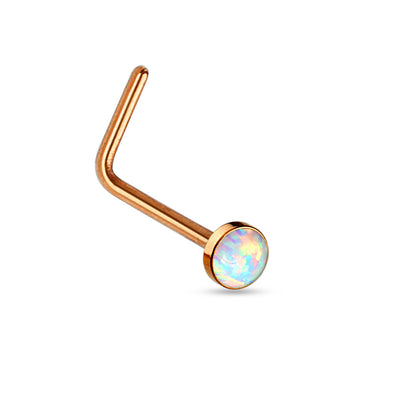 Last Chance Packs - Nose L-Bend - Gold Plated or Rose Gold With Opal