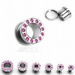 Tunnels / Plugs - Pink Jewelled Tunnels