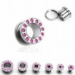 LAST CHANCE PACKS - Tunnels / Plugs - Pink Jewelled Tunnels