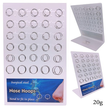 Display Of 60 CBR - Surgical Steel Nose Hoops