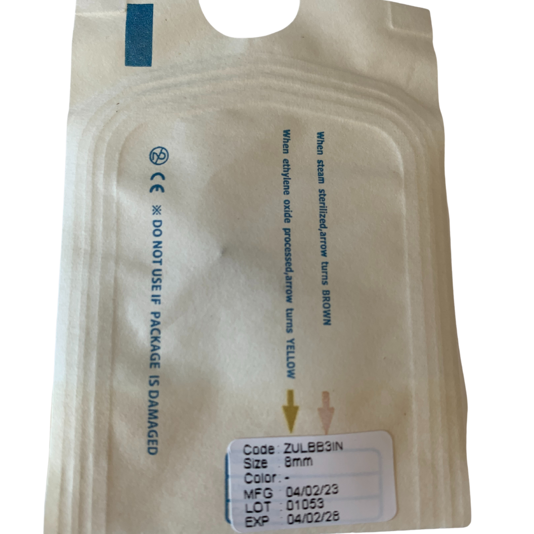  Back of a pre-sterilized jewellery pouch