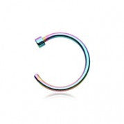 Colourline nose hook in rainbow. Titanium ion plating over surgical steel. 
