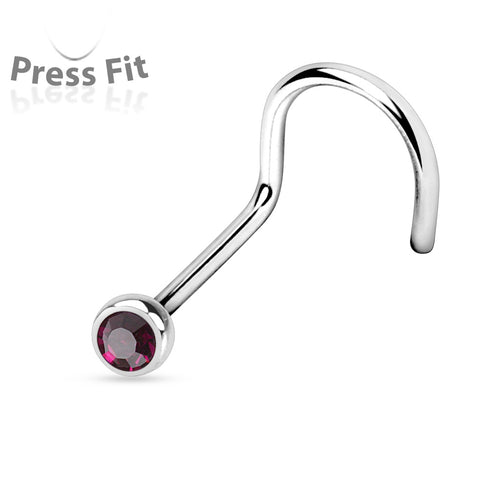 Nose Studs - Nose Screw With Press Set Gem - 20 Gauge